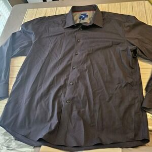 Egara Shirt Mens 2XL‎ Long Sleeve Button Up Non-iron Blue Geometric